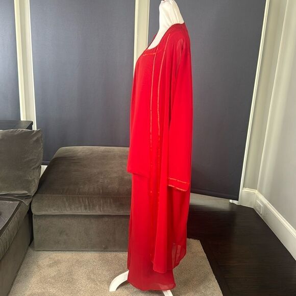 Women’s Red Chiffon 3 Piece Pants Suit Mother of the Bride Plus Size 20W NEW - Picture 5 of 15